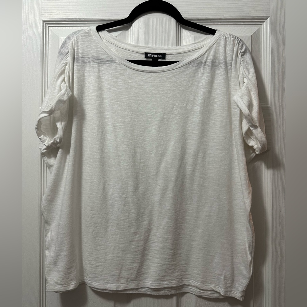 Express Women's White Short Sleeve Top